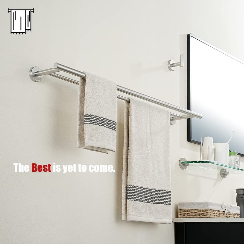 JQK Double Bath Towel Bar, 33 Inch 304 Stainless Steel Thicken 0.8mm Towel Rack for Bathroom, Towel Holder Brushed Finished Wall Mount, Useable Length 30 Inch, TB100L30-BN - Image 5
